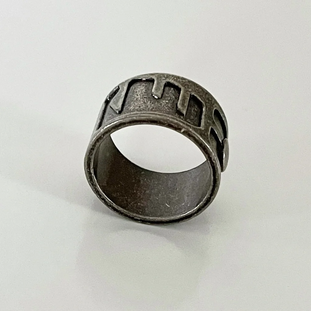 Stylish Gray Metal Ring with Accents 2.5” Circumference